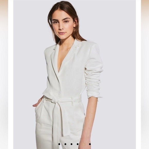 IRO White Hanabelle Belted Pleated Cotton And Linen-blend Twill Jumpsuit - Picture 5 of 7